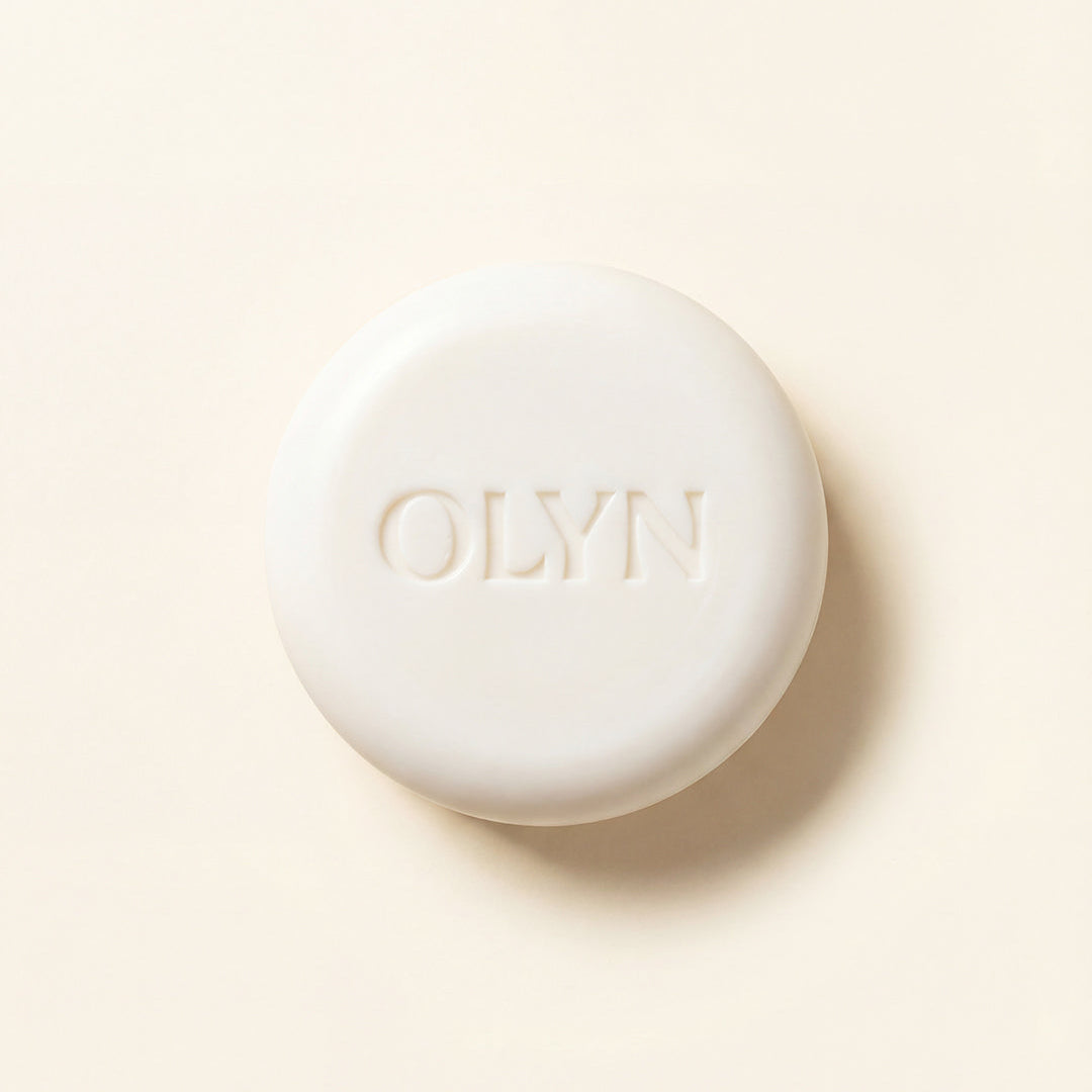 OLYN skin care soap with kojic acid, licorice, kaolin clay, shea butter.